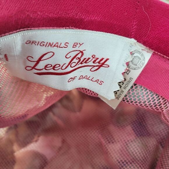 Vintage 1950s originals by Lee Bury of Dallas flower mesh and velvet hat pink - Picture 5 of 11